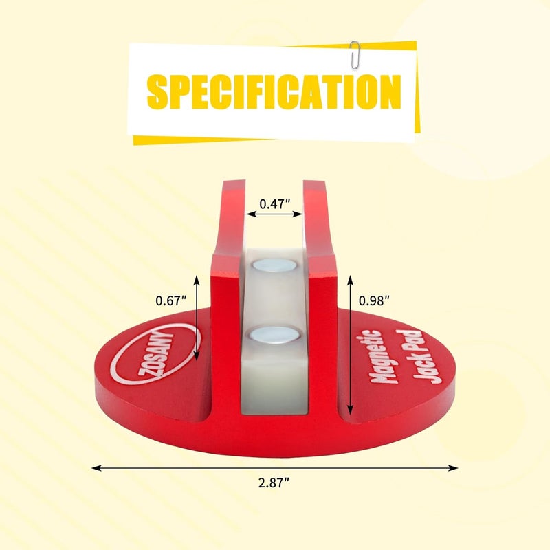 ZOSANY Universal Magnetic Jack Pad, Pinch Weld Adapter with Large Slotted, Aluminum Grooved Magnetic Pad, Jack Stand Frame Rail Adapter (2PCS Red) - Image 3